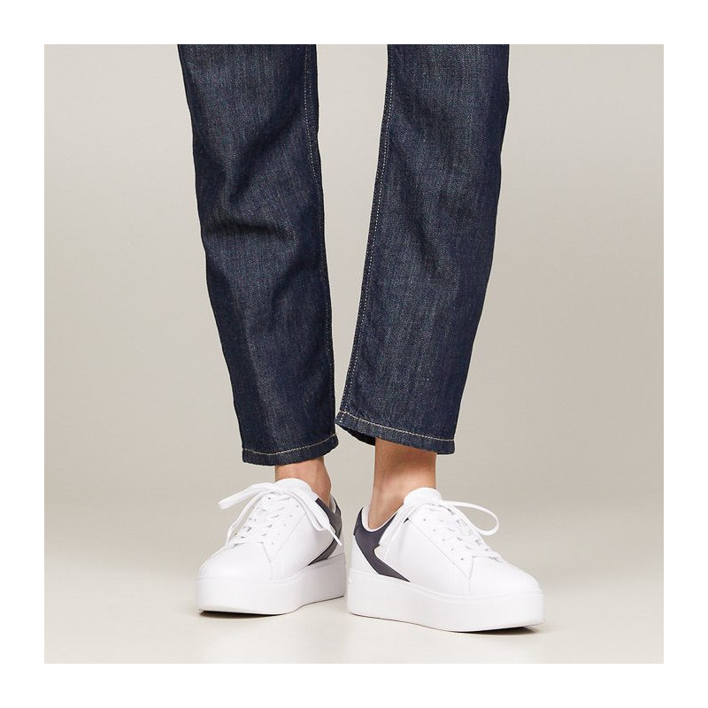 Tommy Hilfiger TH Platform Court Sneaker White/Space Blue FW0FW07910 0K5 (TH1104-a) sports Shoes