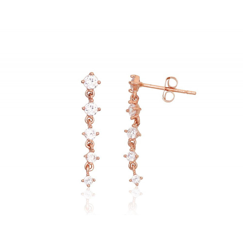 Gold classic studs earrings 1201681(Au-R)_CZ, Red Gold 585°, Zirkons