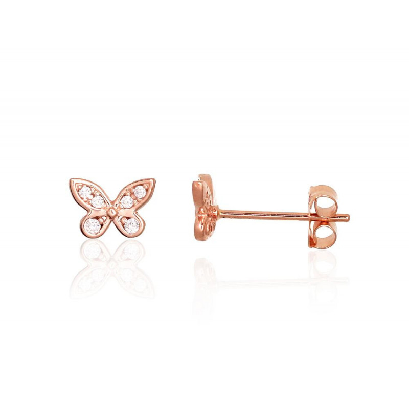 Gold classic studs earrings 1201684(Au-R)_CZ, Red Gold 585°, Zirkons