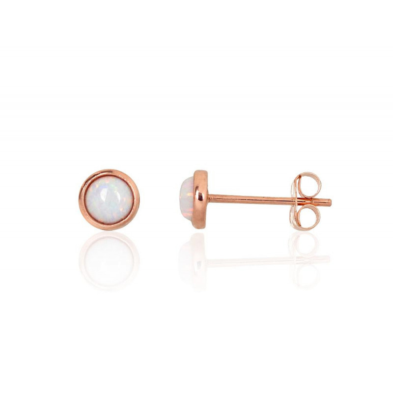 Gold classic studs earrings 1201687(Au-R)_OP-W, Red Gold 585°, Opalit