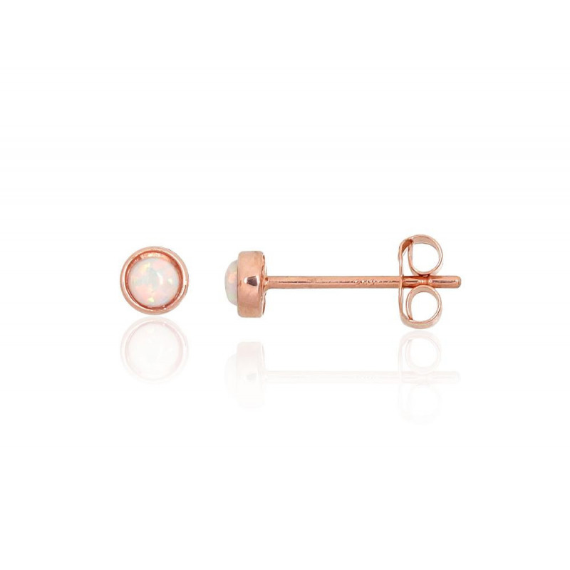 Gold classic studs earrings 1201694(Au-R)_OP-W, Red Gold 585°, Opalit