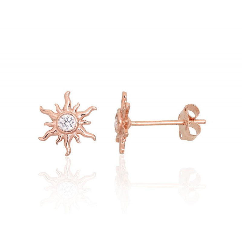 Gold classic studs earrings 1201696(Au-R)_CZ, Red Gold 585°, Zirkons