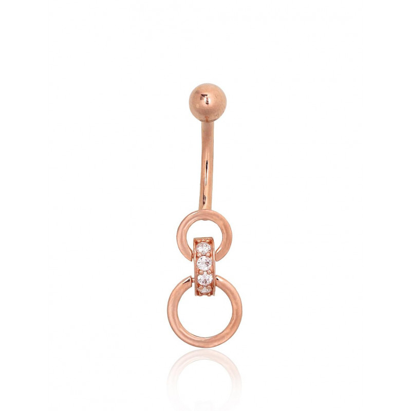 Gold piercing for navel 1930091(Au-R)_CZ, Red Gold 585°, Zirkons