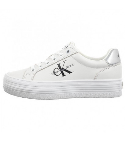 Calvin Klein Vulc Flatform Laceup Lth Bright White/Silver YW0YW01474 0K9 (CK507-a) shoes