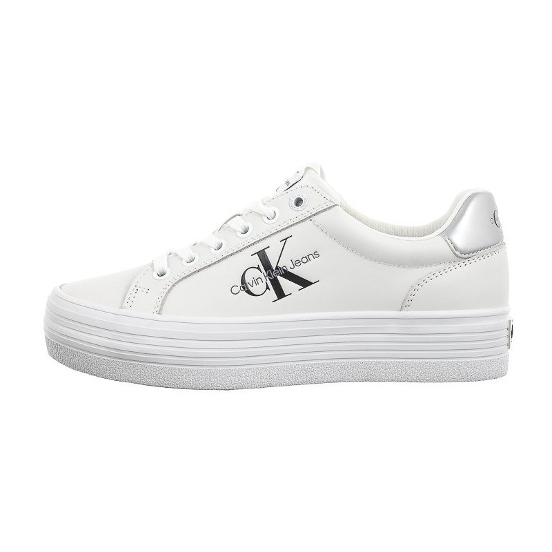 Calvin Klein Vulc Flatform Laceup Lth Bright White/Silver YW0YW01474 0K9 (CK507-a) shoes