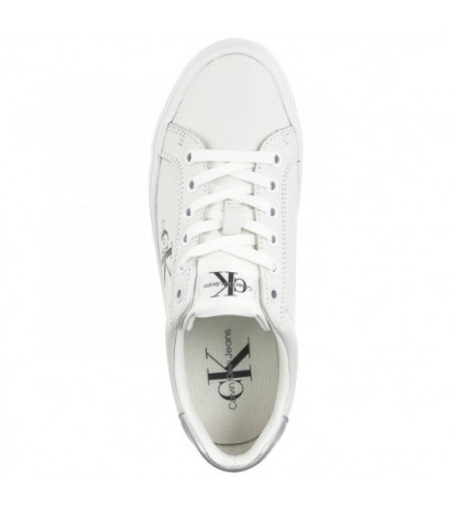 Calvin Klein Vulc Flatform Laceup Lth Bright White/Silver YW0YW01474 0K9 (CK507-a) shoes