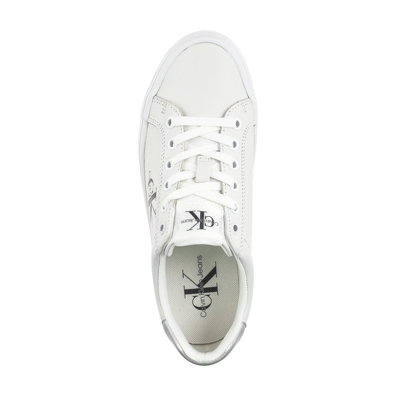 Calvin Klein Vulc Flatform Laceup Lth Bright White/Silver YW0YW01474 0K9 (CK507-a) shoes