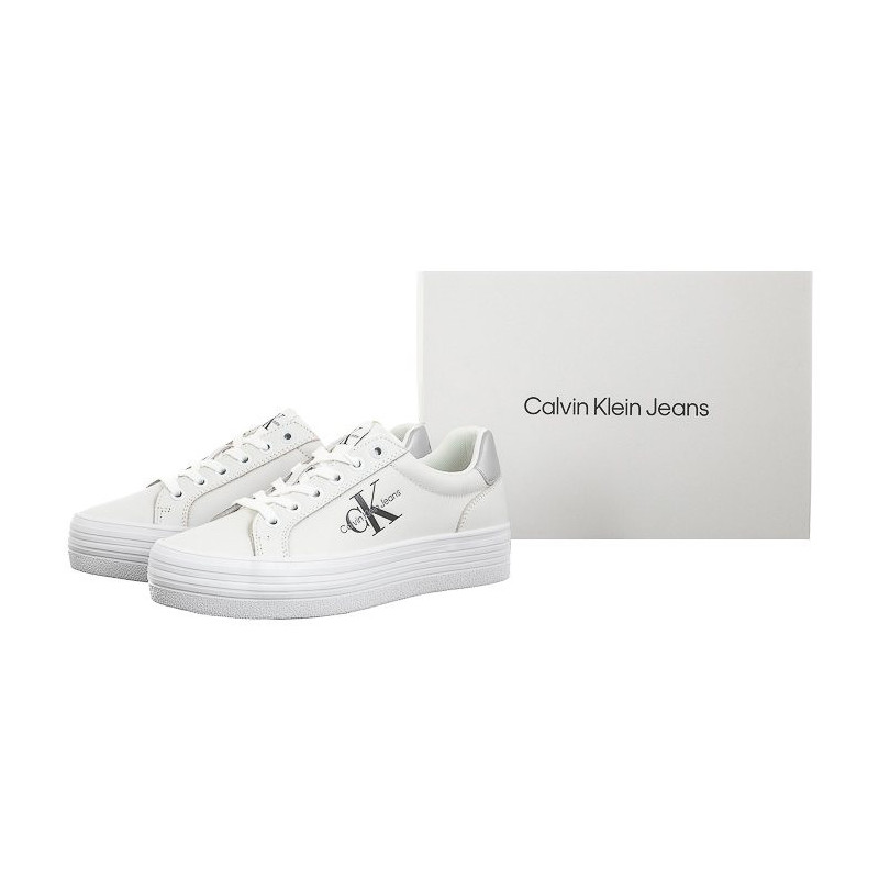 Calvin Klein Vulc Flatform Laceup Lth Bright White/Silver YW0YW01474 0K9 (CK507-a) shoes