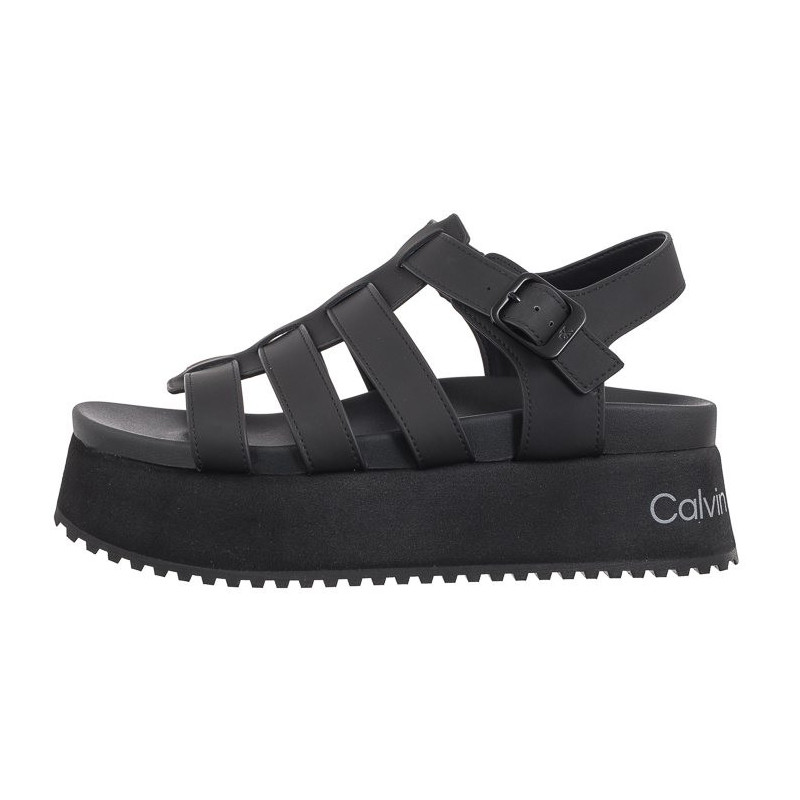 Calvin Klein Platform Buckle Rubber Mg Mtl Triple Black YW0YW01513 0GT (CK509-b) shoes