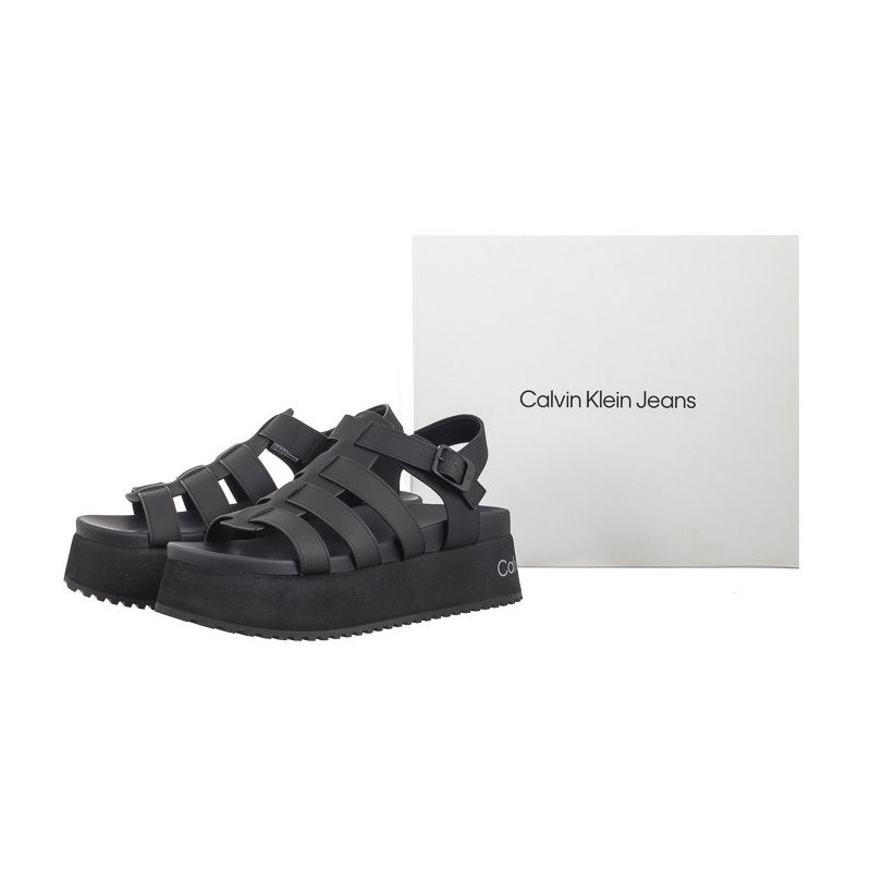 Calvin Klein Platform Buckle Rubber Mg Mtl Triple Black YW0YW01513 0GT (CK509-b) shoes