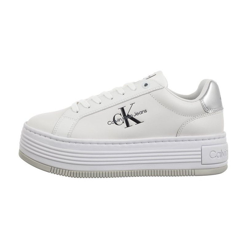 Calvin Klein Bold Platf Low Lace Lth Ml Mtl Bright White/Silver YW0YW01516 0K9 (CK506-b) shoes