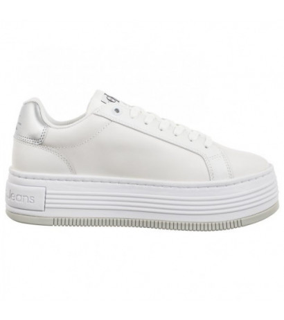 Calvin Klein Bold Platf Low Lace Lth Ml Mtl Bright White/Silver YW0YW01516 0K9 (CK506-b) shoes