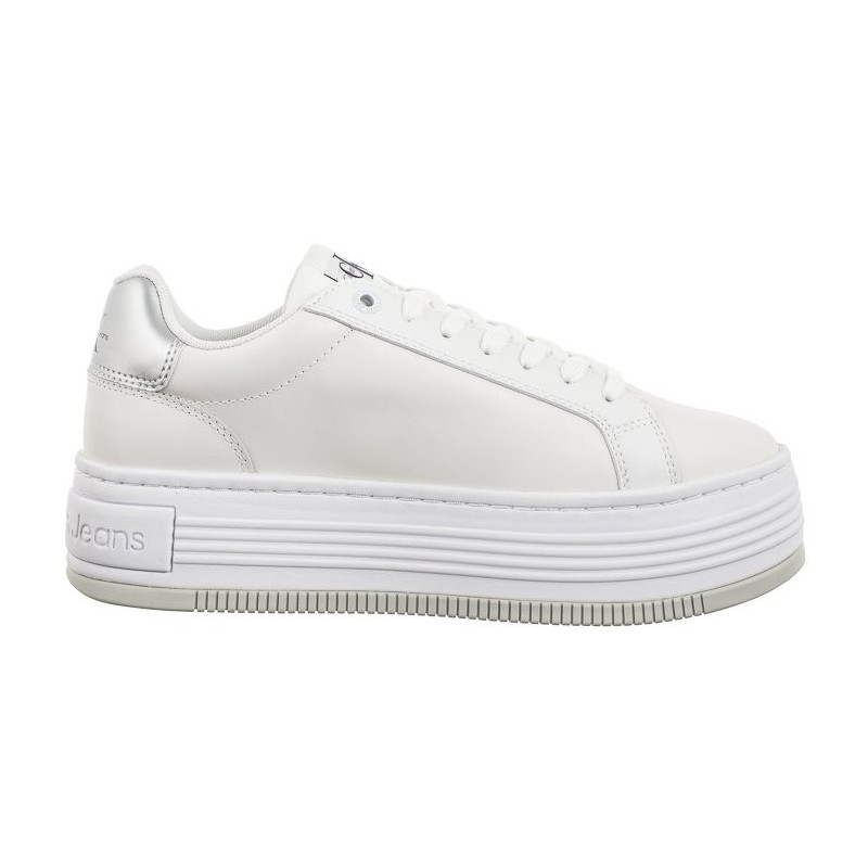 Calvin Klein Bold Platf Low Lace Lth Ml Mtl Bright White/Silver YW0YW01516 0K9 (CK506-b) shoes