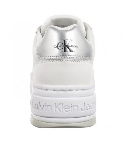 Calvin Klein Bold Platf Low Lace Lth Ml Mtl Bright White/Silver YW0YW01516 0K9 (CK506-b) shoes