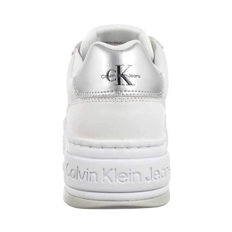 Calvin Klein Bold Platf Low Lace Lth Ml Mtl Bright White/Silver YW0YW01516 0K9 (CK506-b) shoes