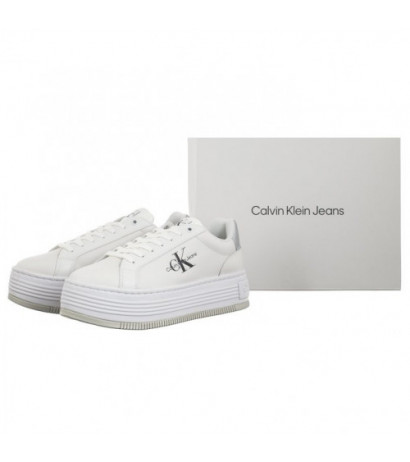 Calvin Klein Bold Platf Low Lace Lth Ml Mtl Bright White/Silver YW0YW01516 0K9 (CK506-b) shoes