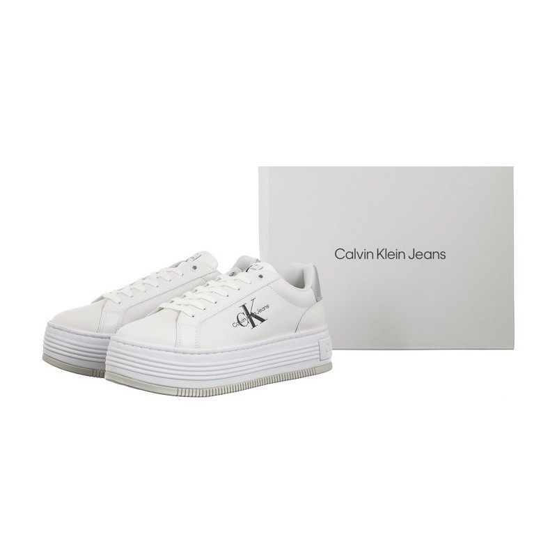 Calvin Klein Bold Platf Low Lace Lth Ml Mtl Bright White/Silver YW0YW01516 0K9 (CK506-b) shoes