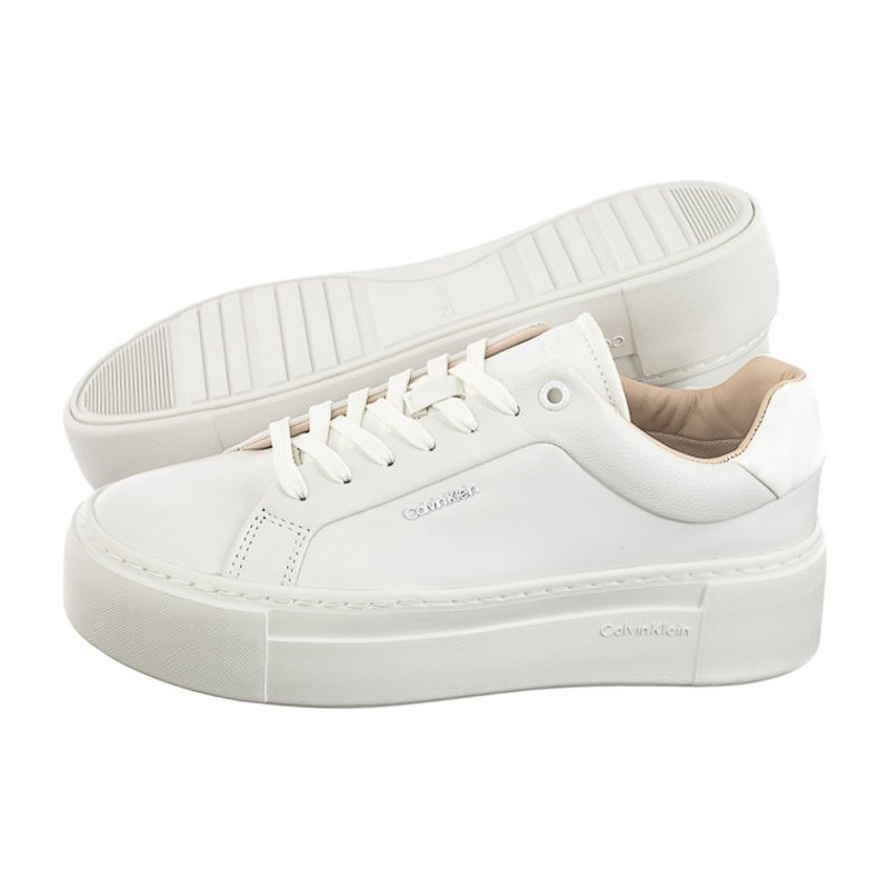 Calvin Klein Ff Cupsole LAce Up W/Ml Lth Triple White HW0HW02118 0K4 (CK510-a) shoes