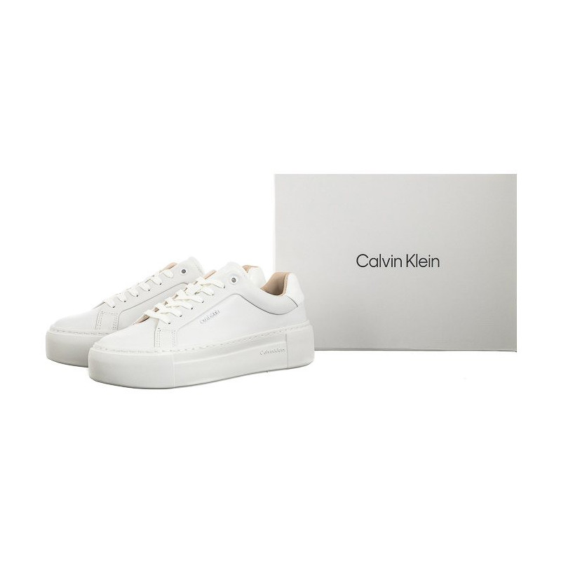 Calvin Klein Ff Cupsole LAce Up W/Ml Lth Triple White HW0HW02118 0K4 (CK510-a) shoes