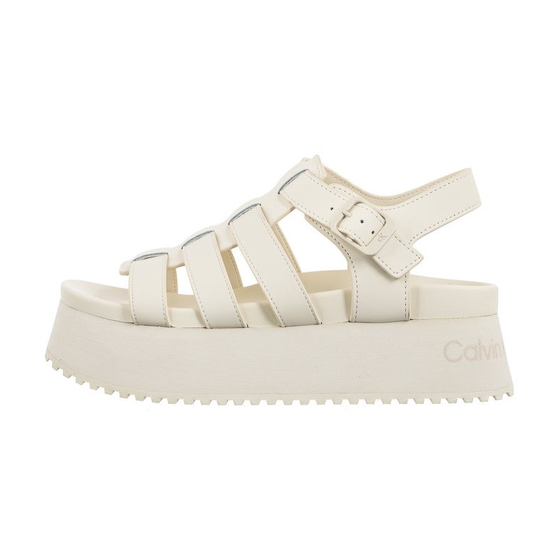 Calvin Klein Platform Buckle Rubber Mg Mtl Triple Creamy White YW0YW01513 YBI (CK509-a) shoes