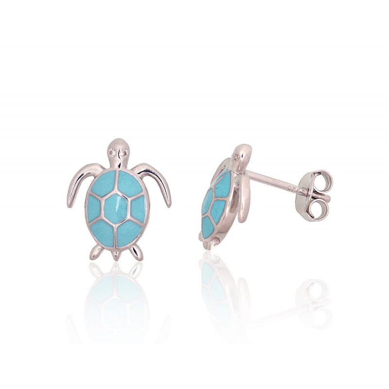 Silver stud earrings 2204156(PRh-Gr)_ML-LB, Silver 925°, Rhodium (Plating), Jewelery enamel