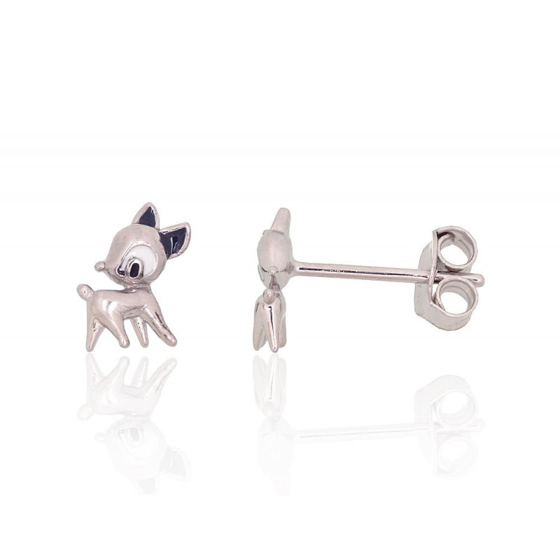 Silver stud earrings 2204157(PRh-Gr)_ML-W+ML-BK, Silver 925°, Rhodium (Plating), Jewelery enamel