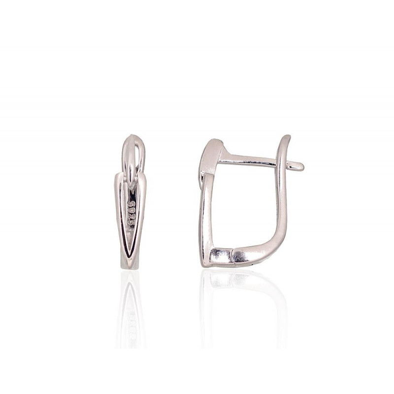 Silver earrings with 'english' lock 2204165(PRh-Gr), Silver 925°, Rhodium (Plating)