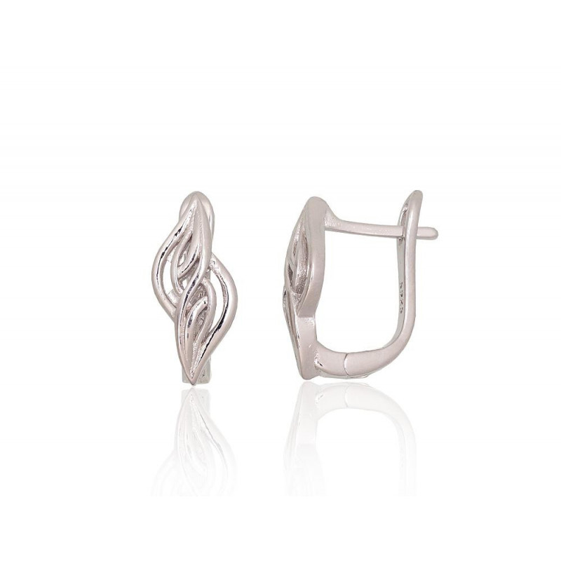 Silver earrings with 'english' lock 2204166(PRh-Gr), Silver 925°, Rhodium (Plating)