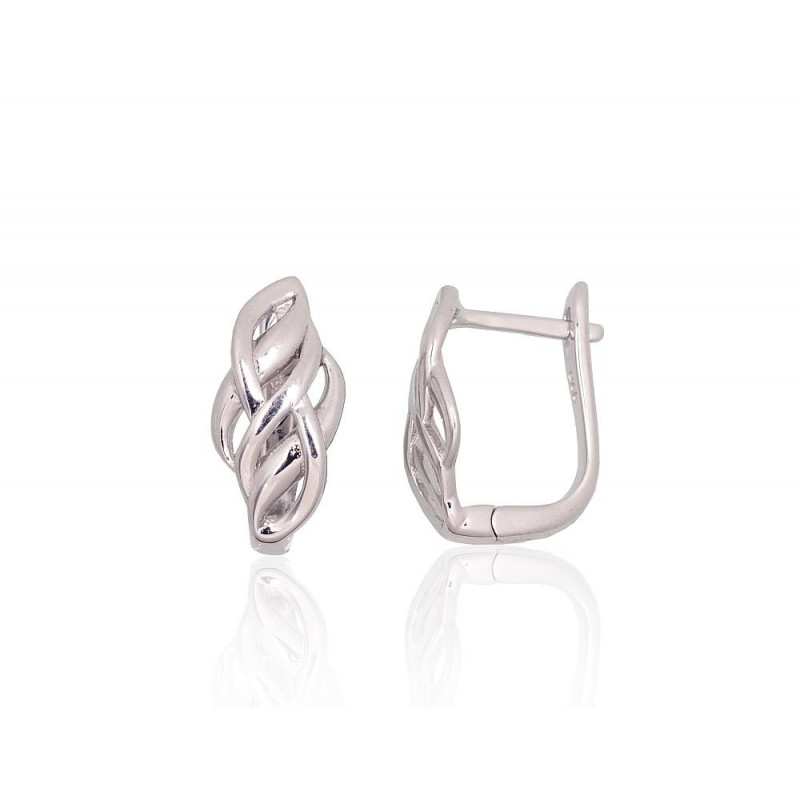 Silver earrings with 'english' lock 2204167(PRh-Gr), Silver 925°, Rhodium (Plating)