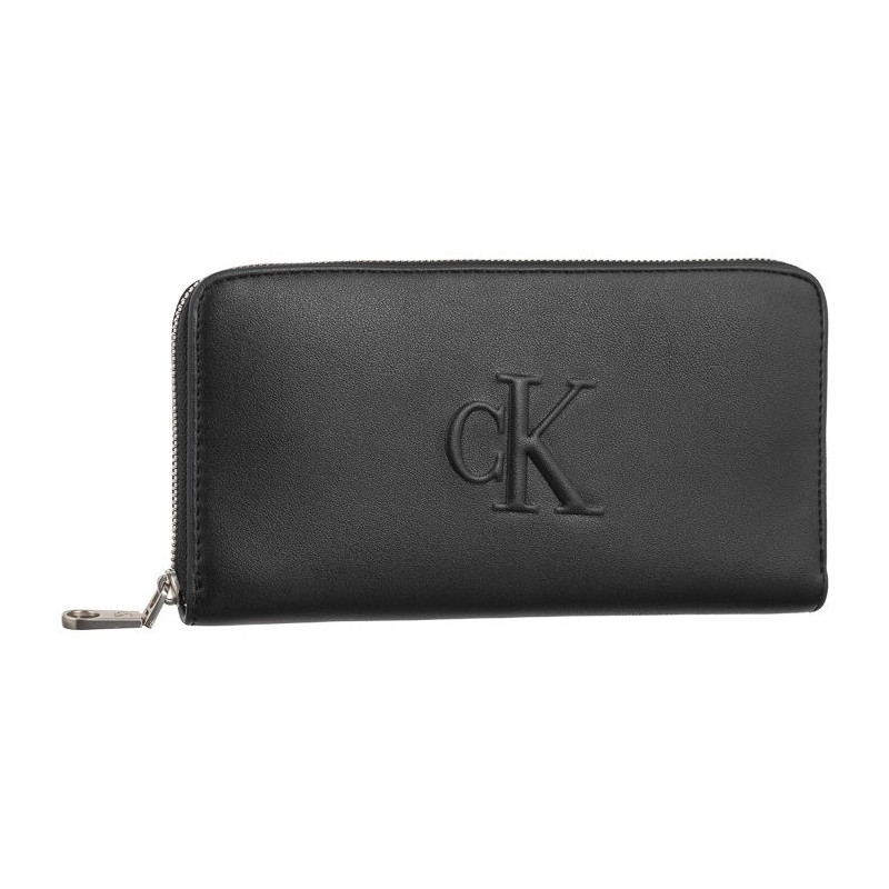 Calvin Klein Sculpted Zip Around Deboss Black K60K612743 BEH (CK539-a) handbag