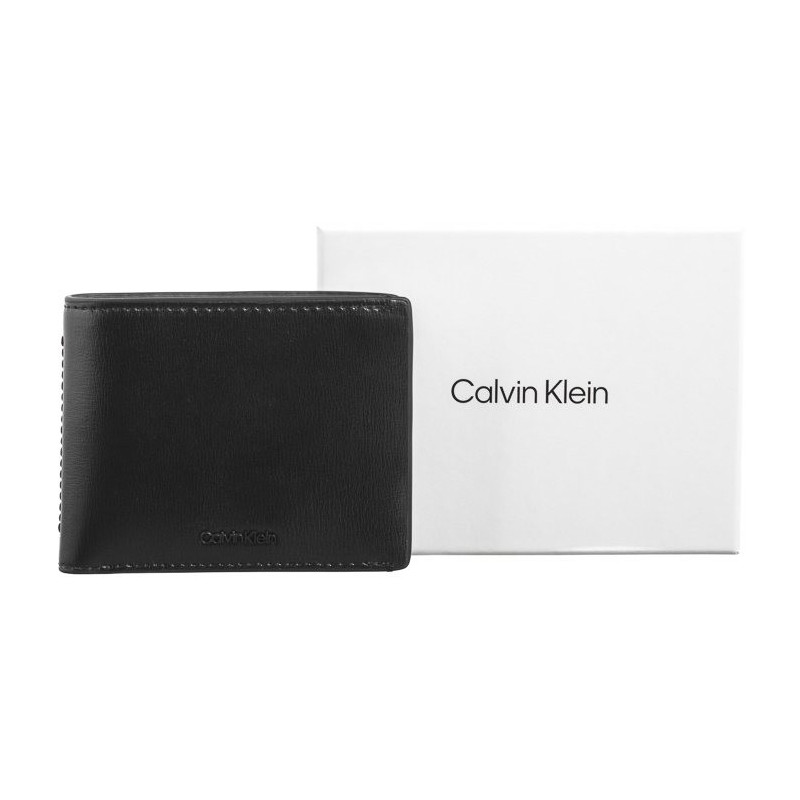 Calvin Klein Clean Esntl Bifold 5CC W/Coin CK Black Palmellato K50K512264 BEH (CK536-a) handbag