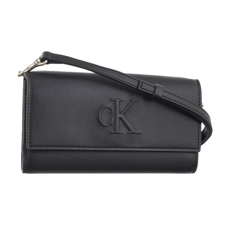 Calvin Klein Sculpted Long Fold Strap Deboss Black K60K612742 BEH (CK531-a) handbag