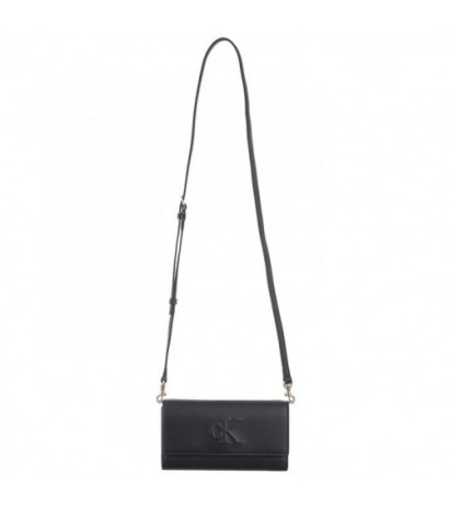 Calvin Klein Sculpted Long Fold Strap Deboss Black K60K612742 BEH (CK531-a) handbag