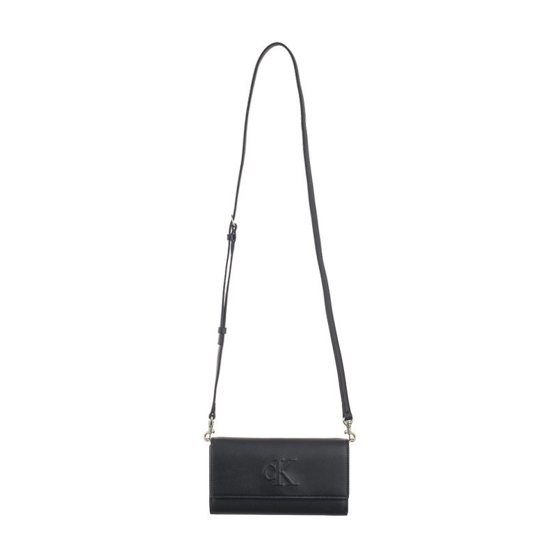 Calvin Klein Sculpted Long Fold Strap Deboss Black K60K612742 BEH (CK531-a) handbag