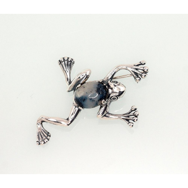 Silver brooch 2920168(POx-Bk)_AGD-BK, Silver 925°, oxide (Plating), Dendritic Agate