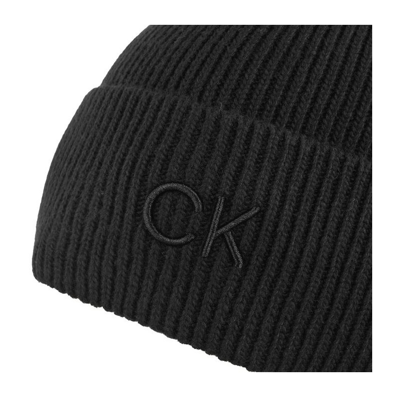 Calvin Klein CK Embroidery Fine Rib Beanie Ck Black K60K612590 BEH (CK554-a) cap