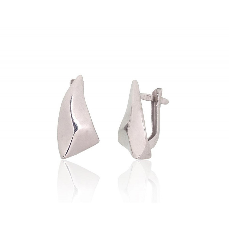 Silver earrings with 'english' lock 2201076(PRh-Gr), Silver 925°, Rhodium (Plating)