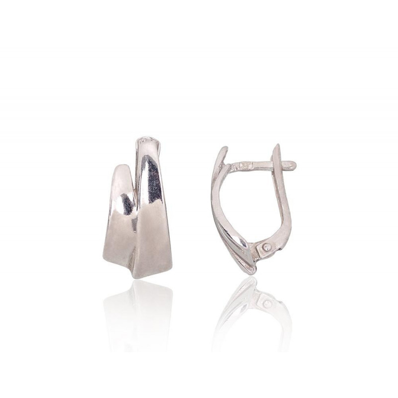 Silver earrings with 'english' lock 2201077(PRh-Gr), Silver 925°, Rhodium (Plating)