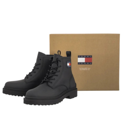 Tommy Hilfiger Tjm Leather Lace Up Boot Black EM0EM01447 BDS (TH1160-a) boots