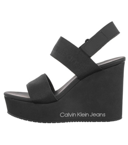 Calvin Klein Wedge Sandal Webbing In Mtl Black/Stormfront YW0YW01479 0GO (CK512-a) shoes