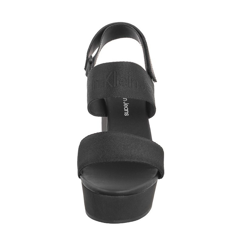 Calvin Klein Wedge Sandal Webbing In Mtl Black/Stormfront YW0YW01479 0GO (CK512-a) shoes