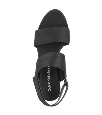 Calvin Klein Wedge Sandal Webbing In Mtl Black/Stormfront YW0YW01479 0GO (CK512-a) shoes