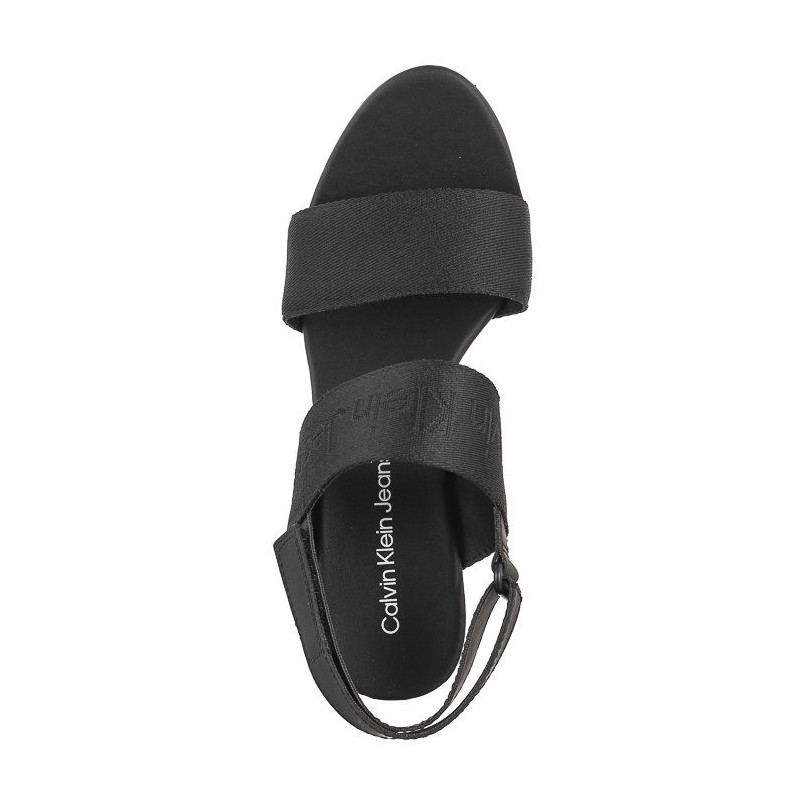 Calvin Klein Wedge Sandal Webbing In Mtl Black/Stormfront YW0YW01479 0GO (CK512-a) shoes