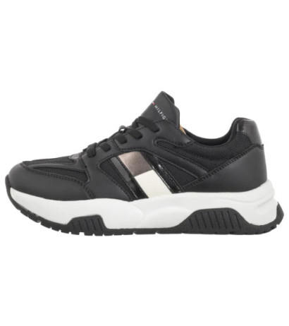 Tommy Hilfiger Flag Low Cut Lace-Up Sneaker Black/Silver T3A9-33550-1697X399 (TH1170-a) shoes