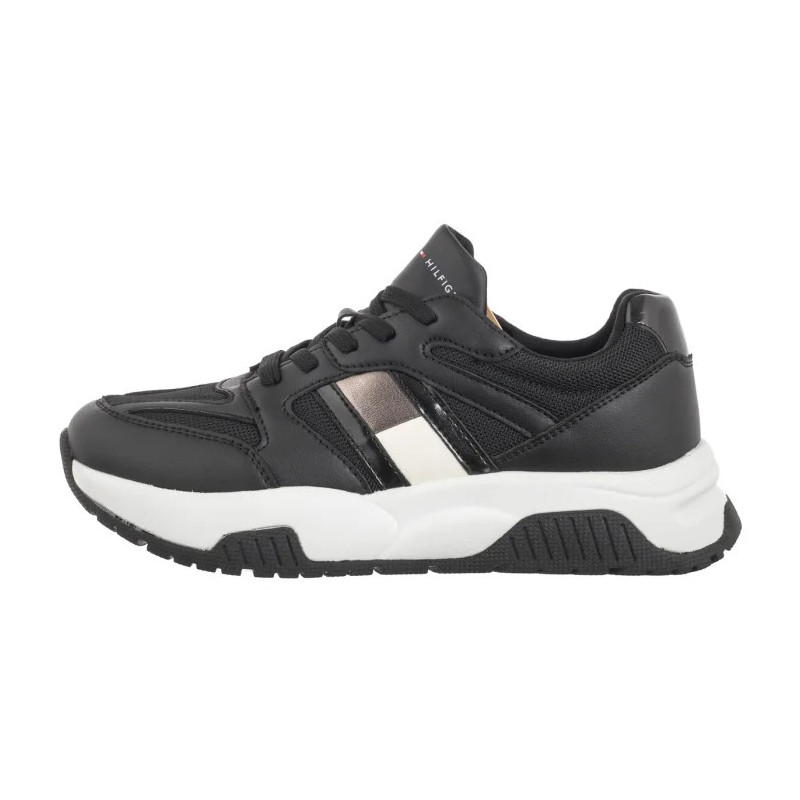 Tommy Hilfiger Flag Low Cut Lace-Up Sneaker Black/Silver T3A9-33550-1697X399 (TH1170-a) shoes