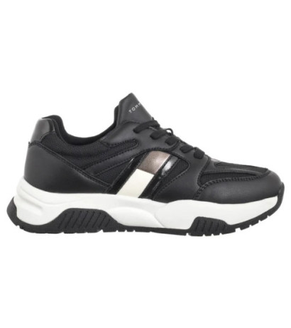 Tommy Hilfiger Flag Low Cut Lace-Up Sneaker Black/Silver T3A9-33550-1697X399 (TH1170-a) shoes