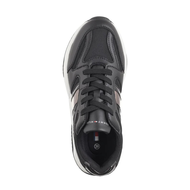 Tommy Hilfiger Flag Low Cut Lace-Up Sneaker Black/Silver T3A9-33550-1697X399 (TH1170-a) shoes