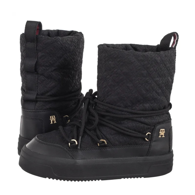 Tommy Hilfiger Lace-Up Monogram Snowboot Black FW0FW08430 BDS (TH1159-a) shoes