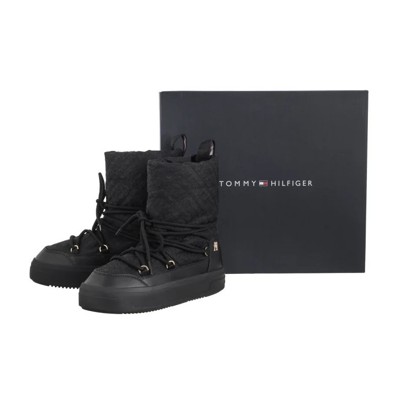 Tommy Hilfiger Lace-Up Monogram Snowboot Black FW0FW08430 BDS (TH1159-a) shoes