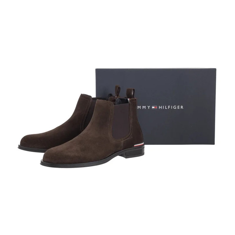 Tommy Hilfiger Core Rwb Hilfiger Suede Chelsea Dark Cofee FM0FM04757 GOP (TH888-b) shoes